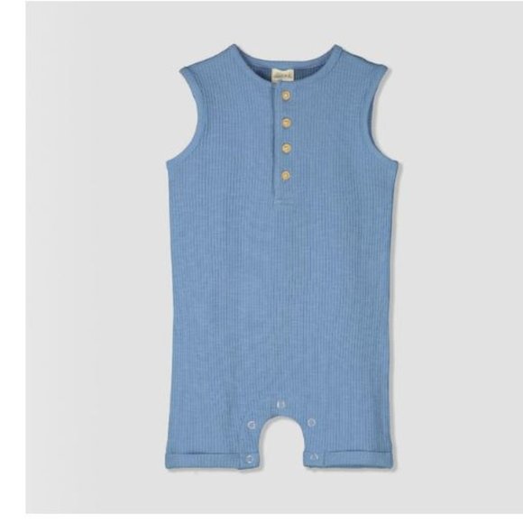 Ettie + H Nikka Jersey Romper in Blue Rib, Size 9-12 Months, NWT - Picture 1 of 4